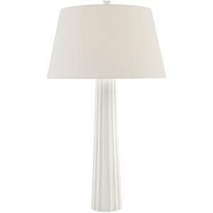 Chapman & Myers Fluted Spire 31.5 inch 150 watt Plaster White Table Lamp Portable Light in Linen, Large