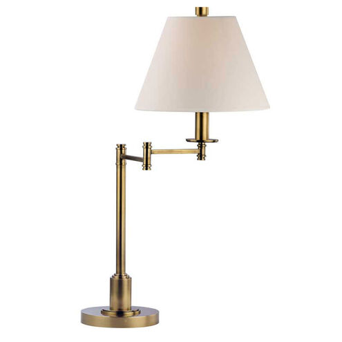 Hudson Valley Lighting Kennett 1 Light Portable Table Lamp in Vintage Brass with White Faux Silk Shade L703-VB-WS
