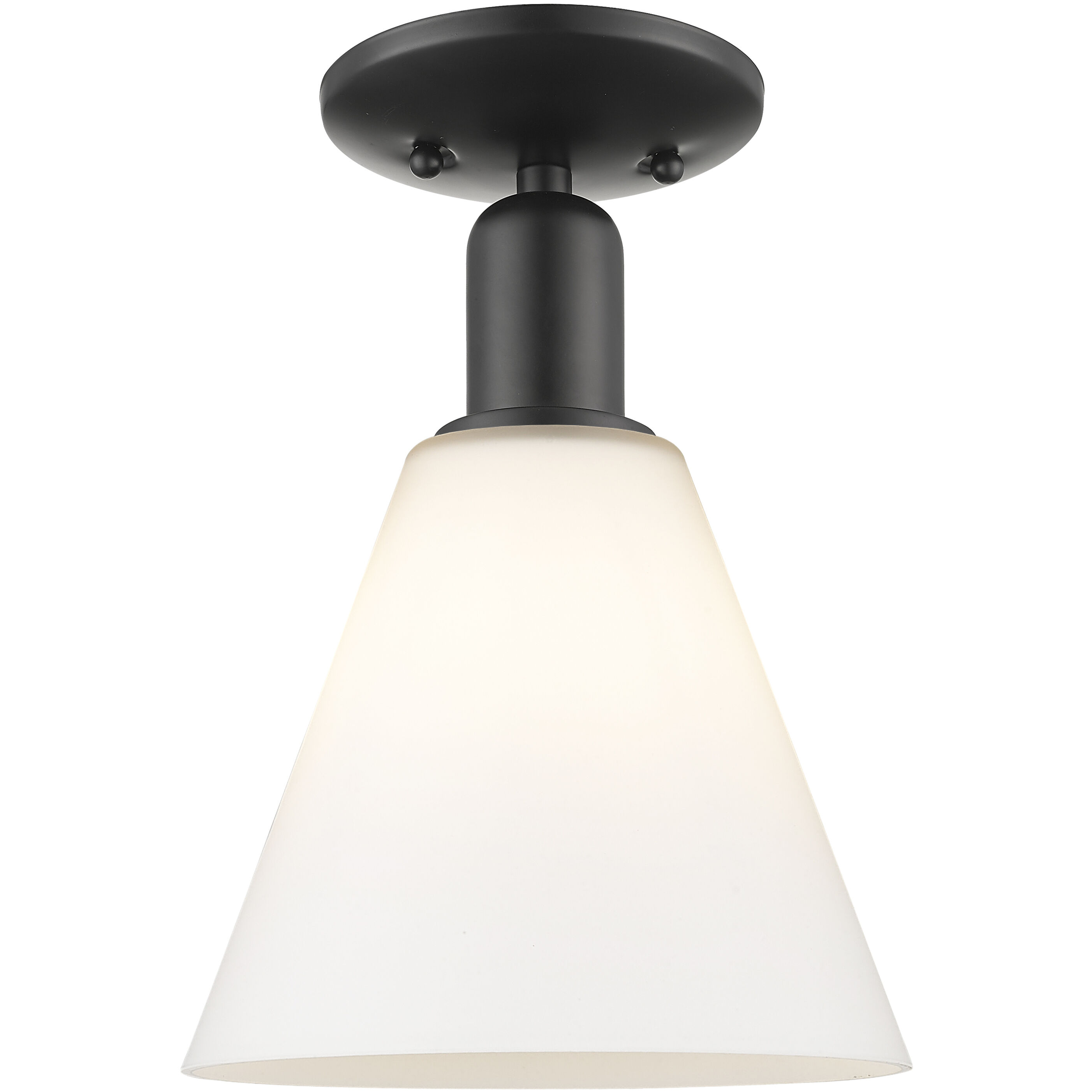 Arcadia Berkshire Glass 1 Light 8 inch Matte Black Semi-Flush Mount Ceiling Light in Matte White