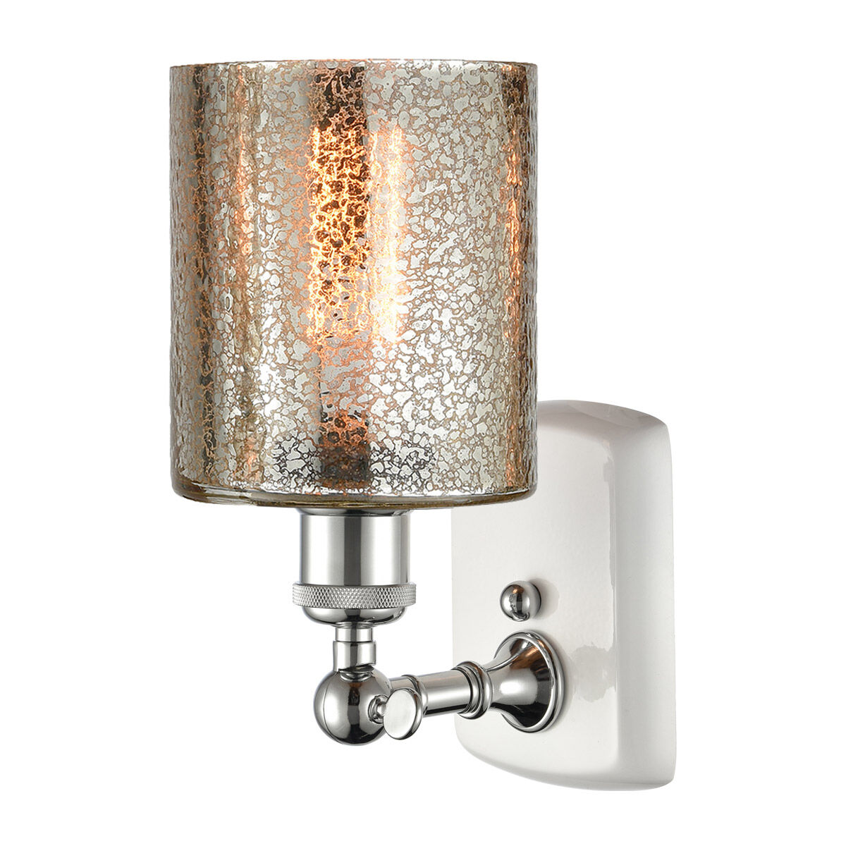 Ballston Cobbleskill LED 5 inch White and Polished Chrome Sconce Wall Light in Mercury Glass, Ballston