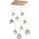 Gem LED 30.1 inch Novel Brass Chandelier Ceiling Light in 3000K LED, Smoke, Square Multi-Port