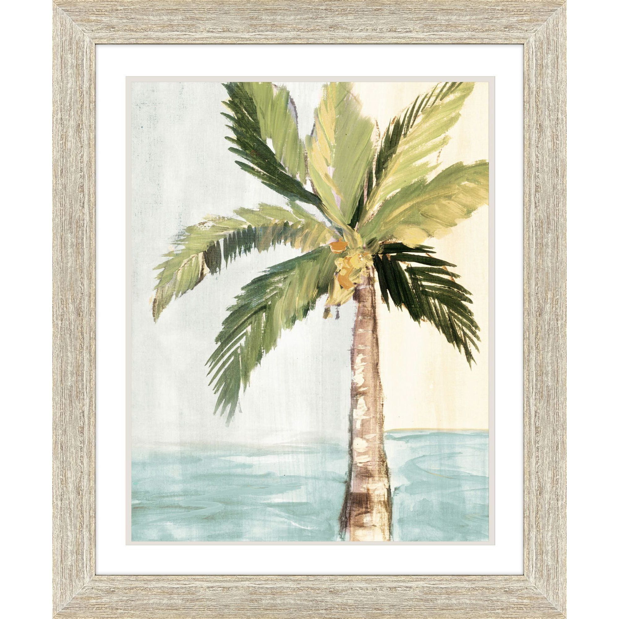 Oasis Palm Green and Turquoise and Yellow and Brown Framed Art, Propac