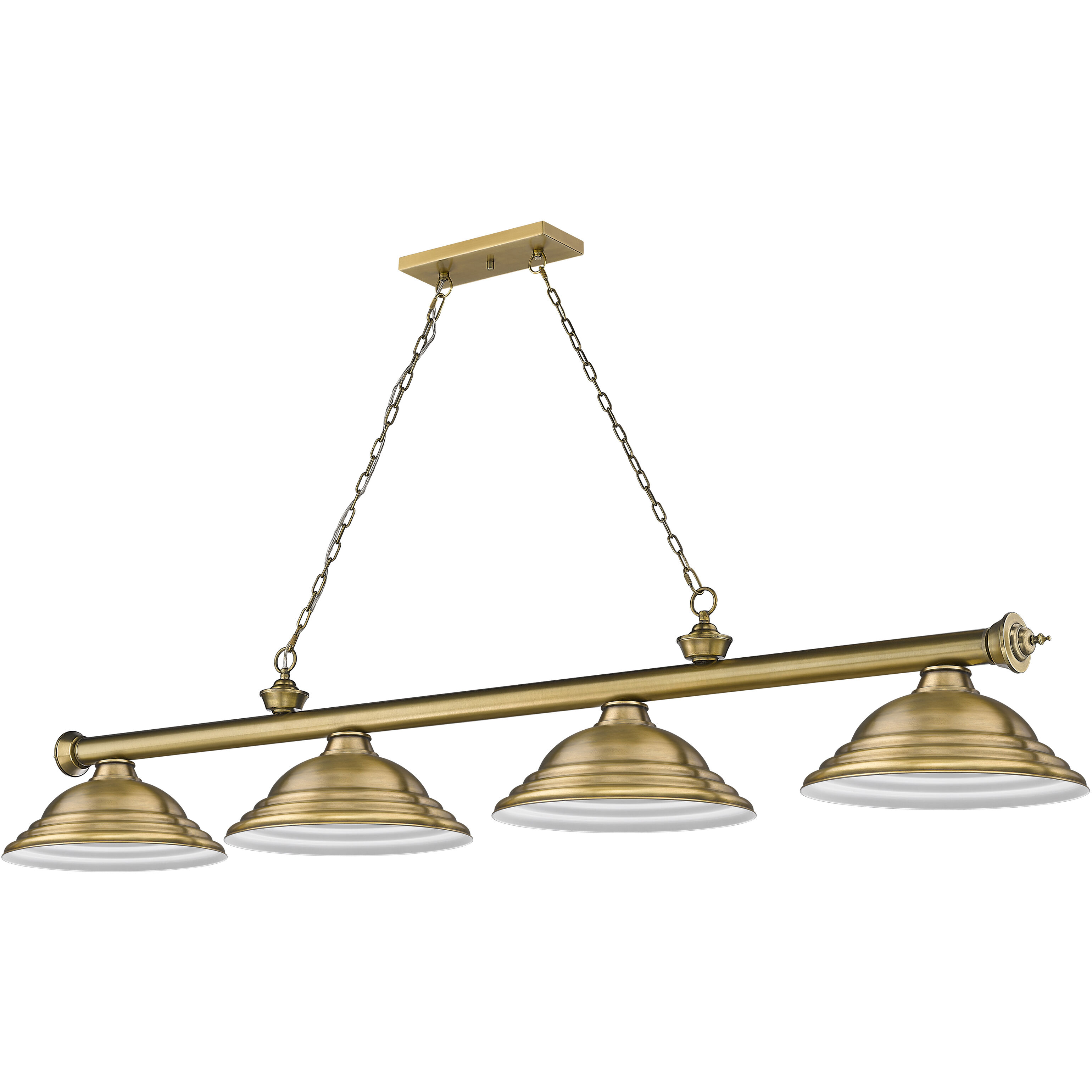 Cordon 4 Light 81.75 inch Rubbed Brass Billiard Ceiling Light in Rubbed Brass Metal