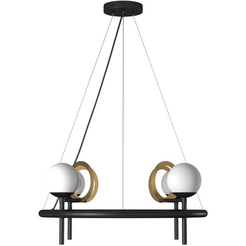 EVOLV LED 22 inch Matte Black with Brass Ring Chandelier Ceiling Light, Halo Family