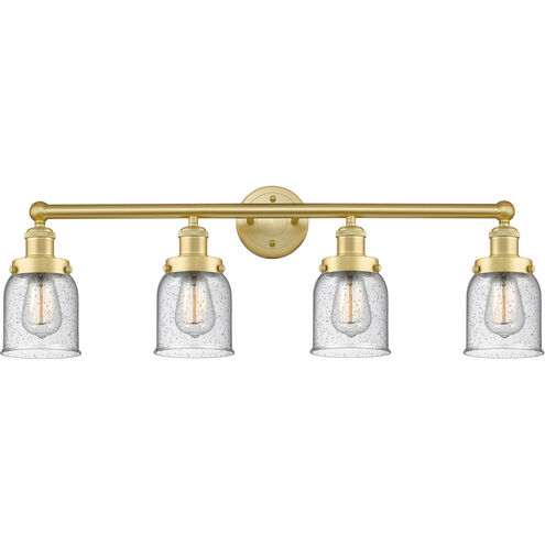 Bell 4 Light 33.5 inch Satin Gold Bath Vanity Light Wall Light in Seedy Glass, Small