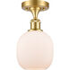 Ballston Belfast LED 6 inch Satin Gold Semi-Flush Mount Ceiling Light in Matte White Glass, Ballston