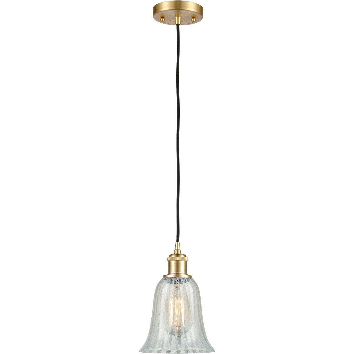 Ballston Hanover 1 Light 6.25 inch Satin Gold Mini Pendant Ceiling Light in Mouchette Glass, Black Textured, Ballston