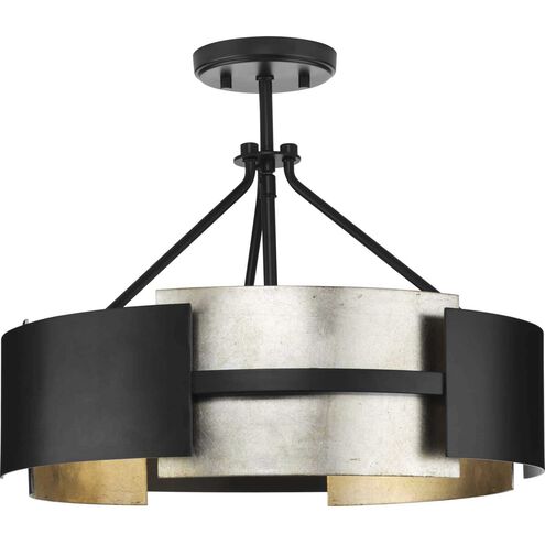 Lowery 3 Light 19 inch Matte Black Semi-Flush Mount Convertible Ceiling Light, Design Series