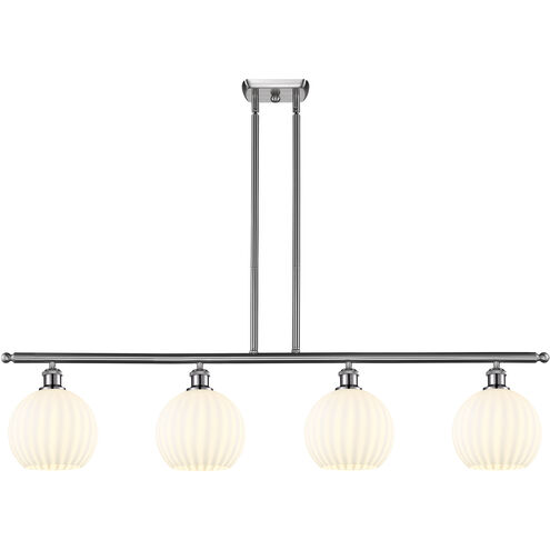 Ballston White Venetian 4 Light 48 inch Brushed Satin Nickel Stem Hung Island Light Ceiling Light