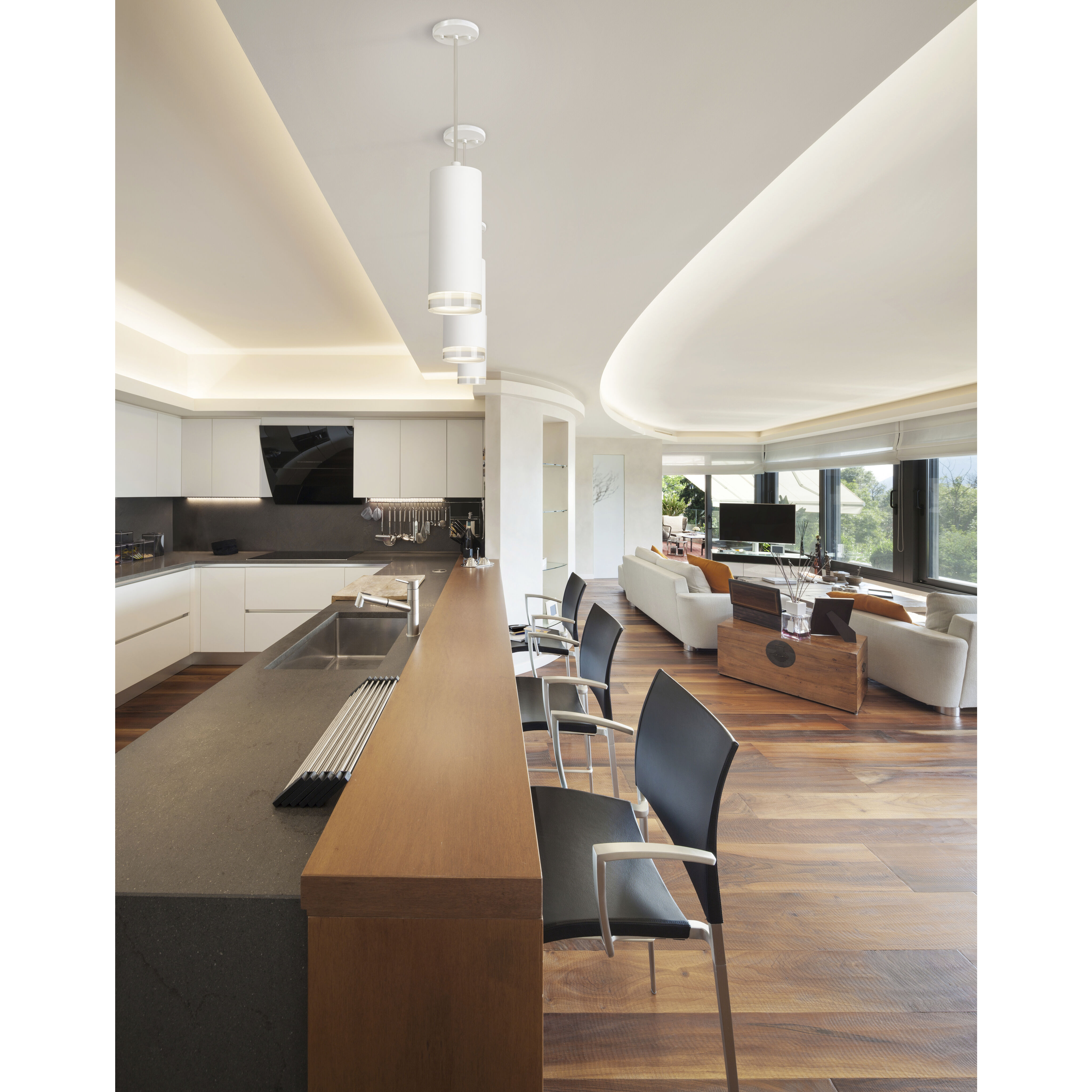 Cameo Pendant Ceiling Light in White