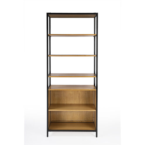 Hans 35.25" W x 84.25"H Etagere Bookcase with open storage in Light Brown