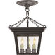 Chapman & Myers Cornice 3 Light 9.5 inch Blackened Rust Semi-Flush Lantern Ceiling Light