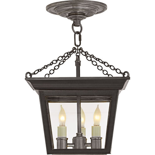 Chapman & Myers Cornice 3 Light 9.5 inch Blackened Rust Semi-Flush Lantern Ceiling Light