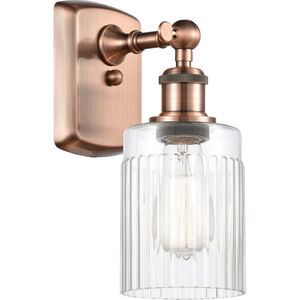 Ballston Hadley LED 5 inch Antique Copper Sconce Wall Light in Clear Glass, Ballston