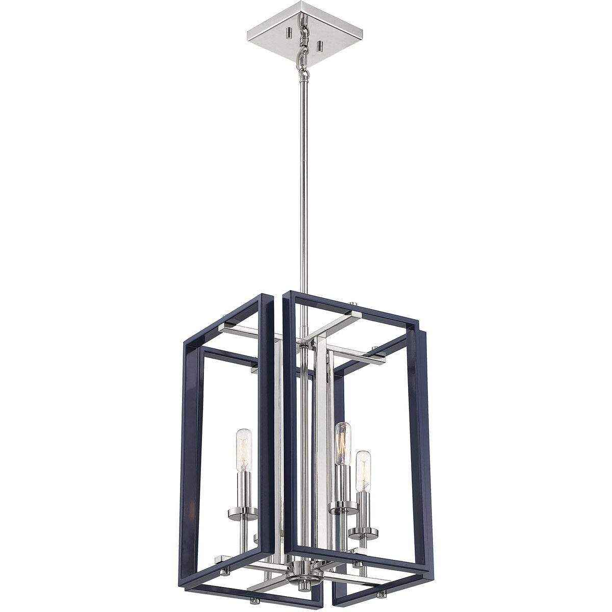 Champlin 4 Light 12.38 inch Navy with Polished Nickel Accents Pendant Ceiling Light in Navy/Polished Nickel