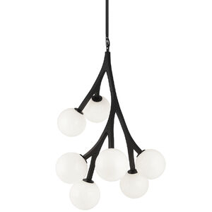 Rami 7 Light 18 inch Black Chandelier Ceiling Light in Black and Opal Glass