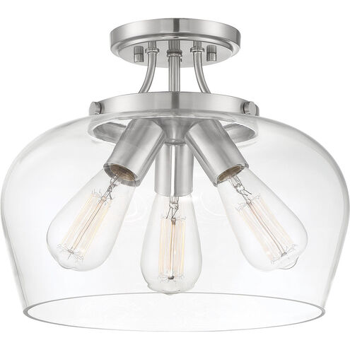 Octave 3 Light 13 inch Satin Nickel Semi-Flush Ceiling Light, Essentials