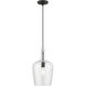 Avery 1 Light 9 inch Black with Brushed Nickel Accent Single Pendant Ceiling Light, Single