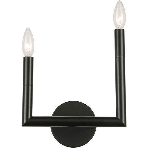 Nora 2 Light 9.25 inch Matte Black Decorative Wall Sconce Wall Light