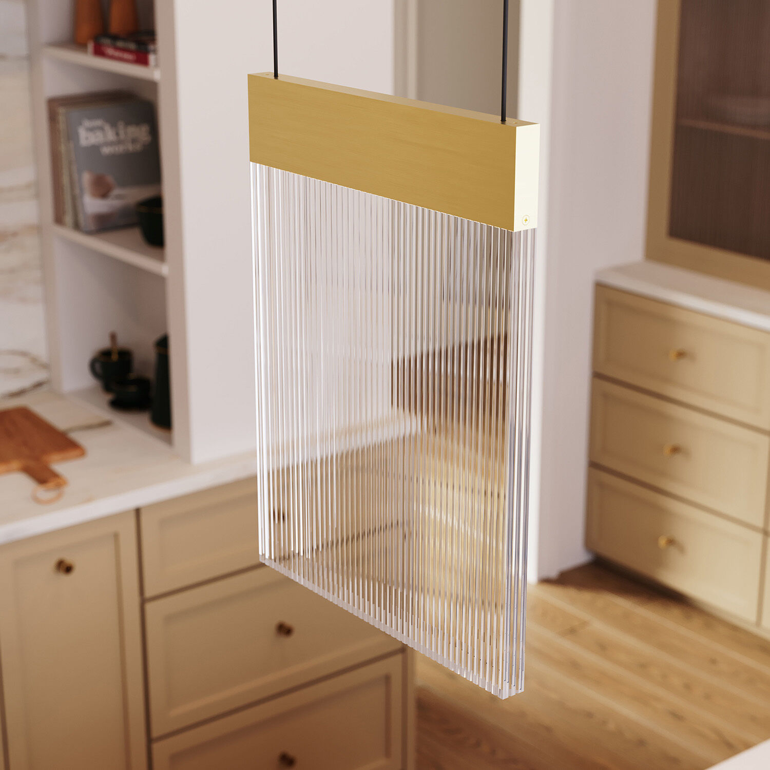 V Panels 1 Light 8.75 inch Brass Pendant Ceiling Light