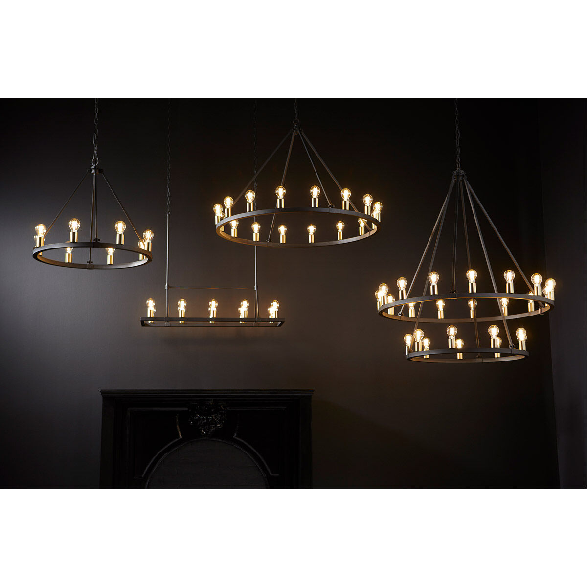Paxton 10 Light 12 inch Noir and Aged Brass Chandelier Ceiling Light