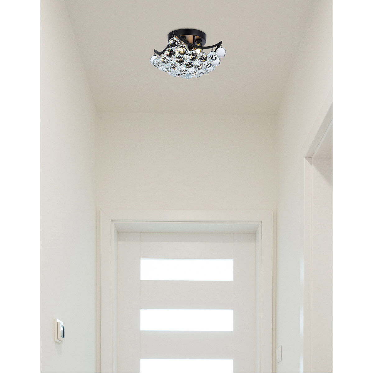 Corona 4 Light 10 inch Black and Clear Flush Mount Ceiling Light