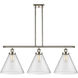Ballston X-Large Cone 3 Light 36 inch Polished Nickel Island Light Ceiling Light in Seedy Glass