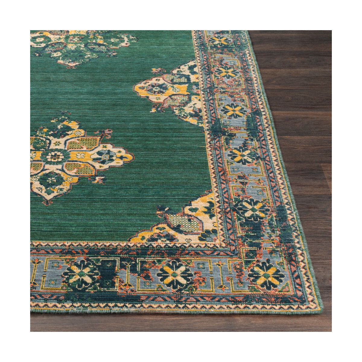 Trailblazer 33 X 24 inch Dark Green/Wheat/Denim/Saffron/Bright Orange Rugs, Rectangle