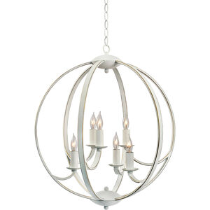Opal 6 Light 24 inch Weathered White With Gold Chandelier Ceiling Light