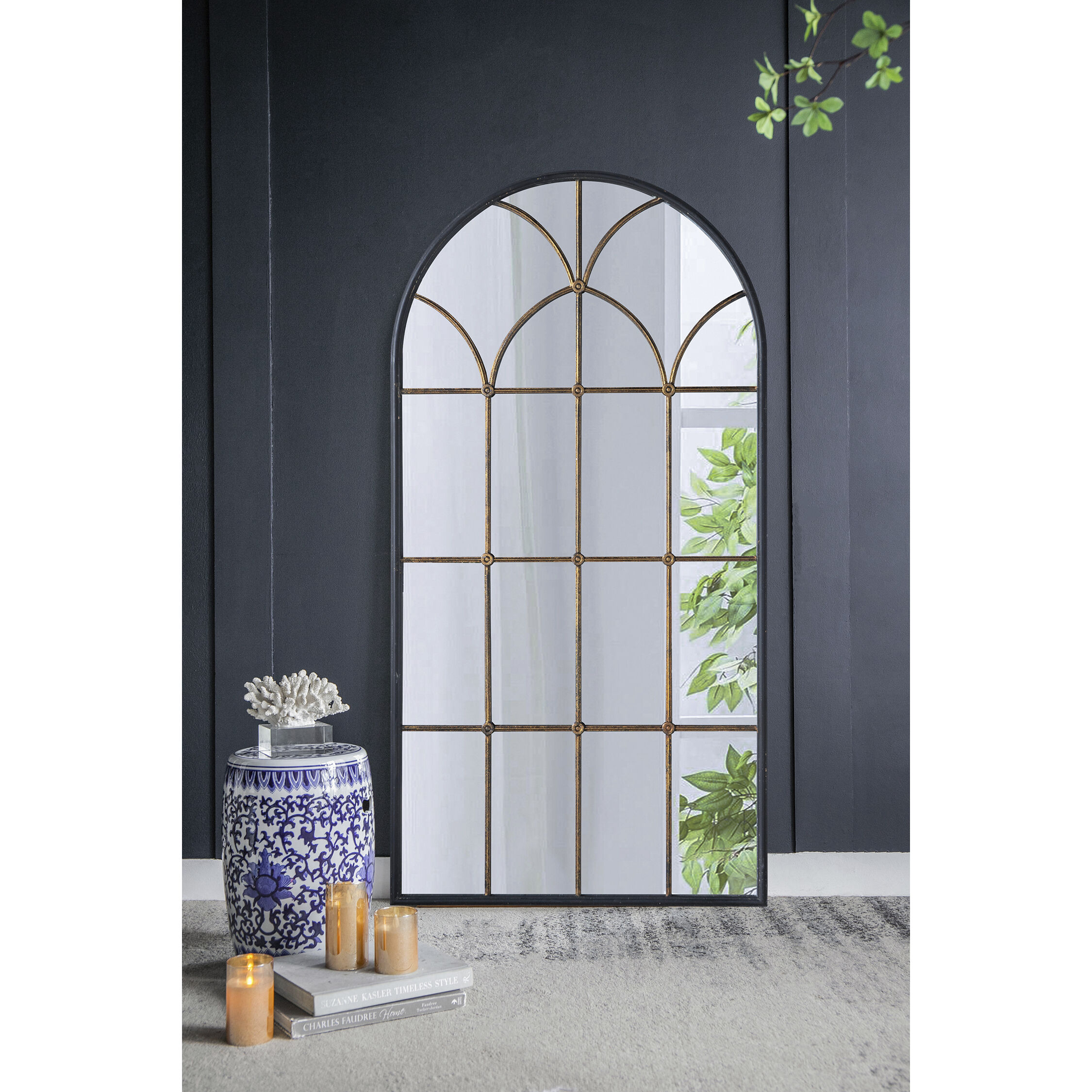 Anita 65.6 X 33.9 inch Black and Gold Floor Mirror