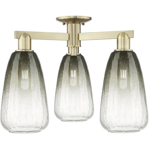 Brookhaven Almond 3 Light 23.5 inch Antique Brass Semi-Flush Mount Ceiling Light in Slate Glass