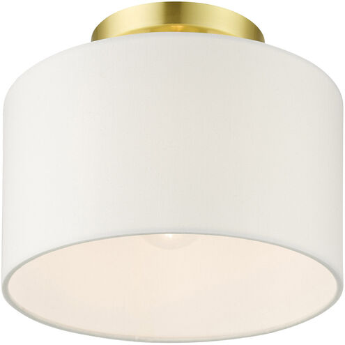 Meridian 1 Light 10 inch Satin Brass Semi Flush Ceiling Light