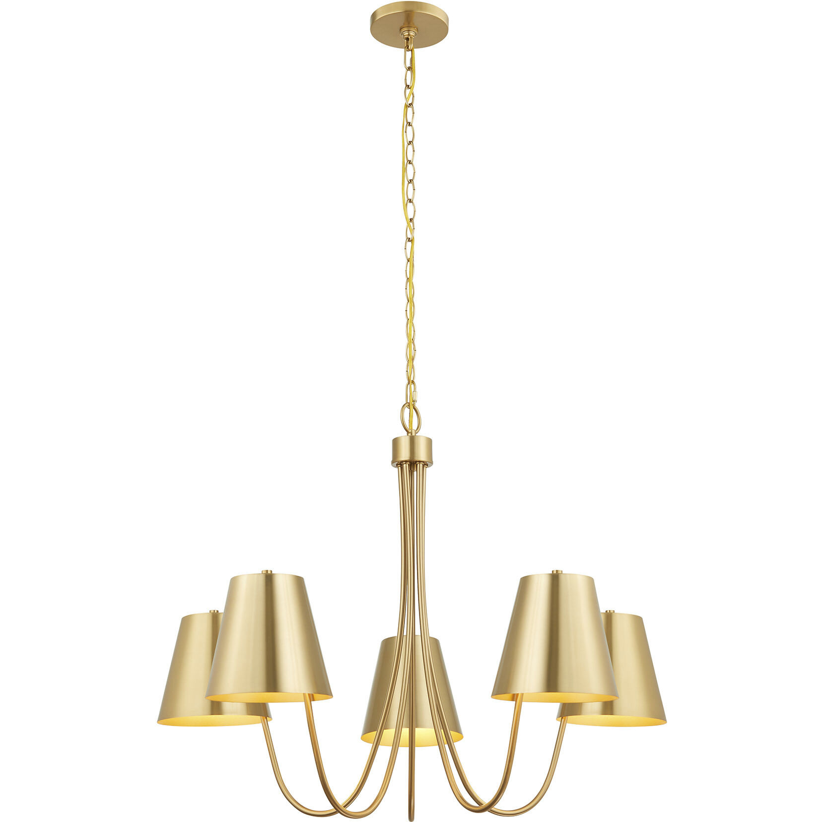 Modern 5 Light 32 inch Natural Brass Chandelier Ceiling Light