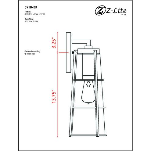 Helix 1 Light 17 inch Black Outdoor Wall Light