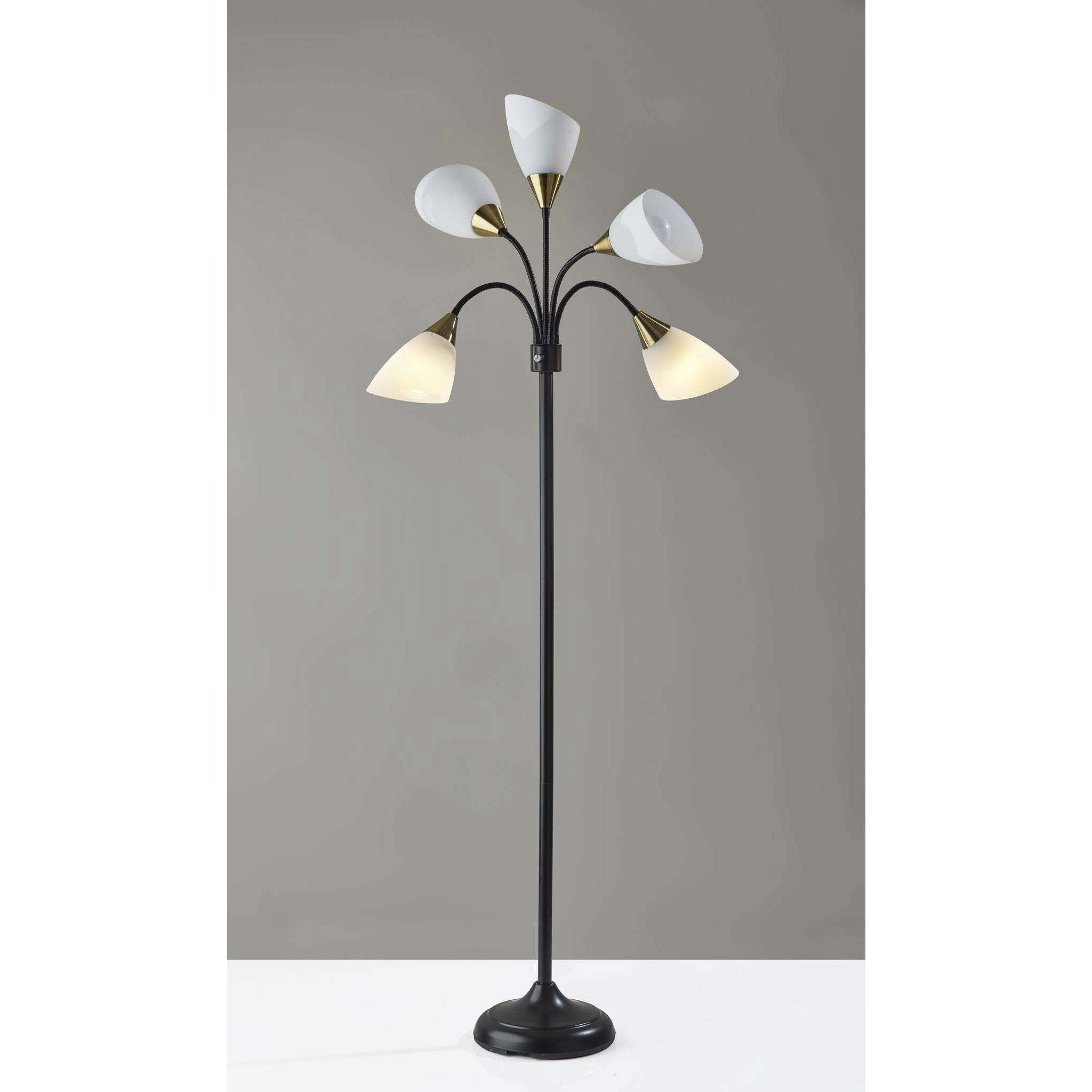 Sophia 67 inch 60.00 watt Black with Antique Brass Accents Floor Lamp Portable Light, Simplee Adesso