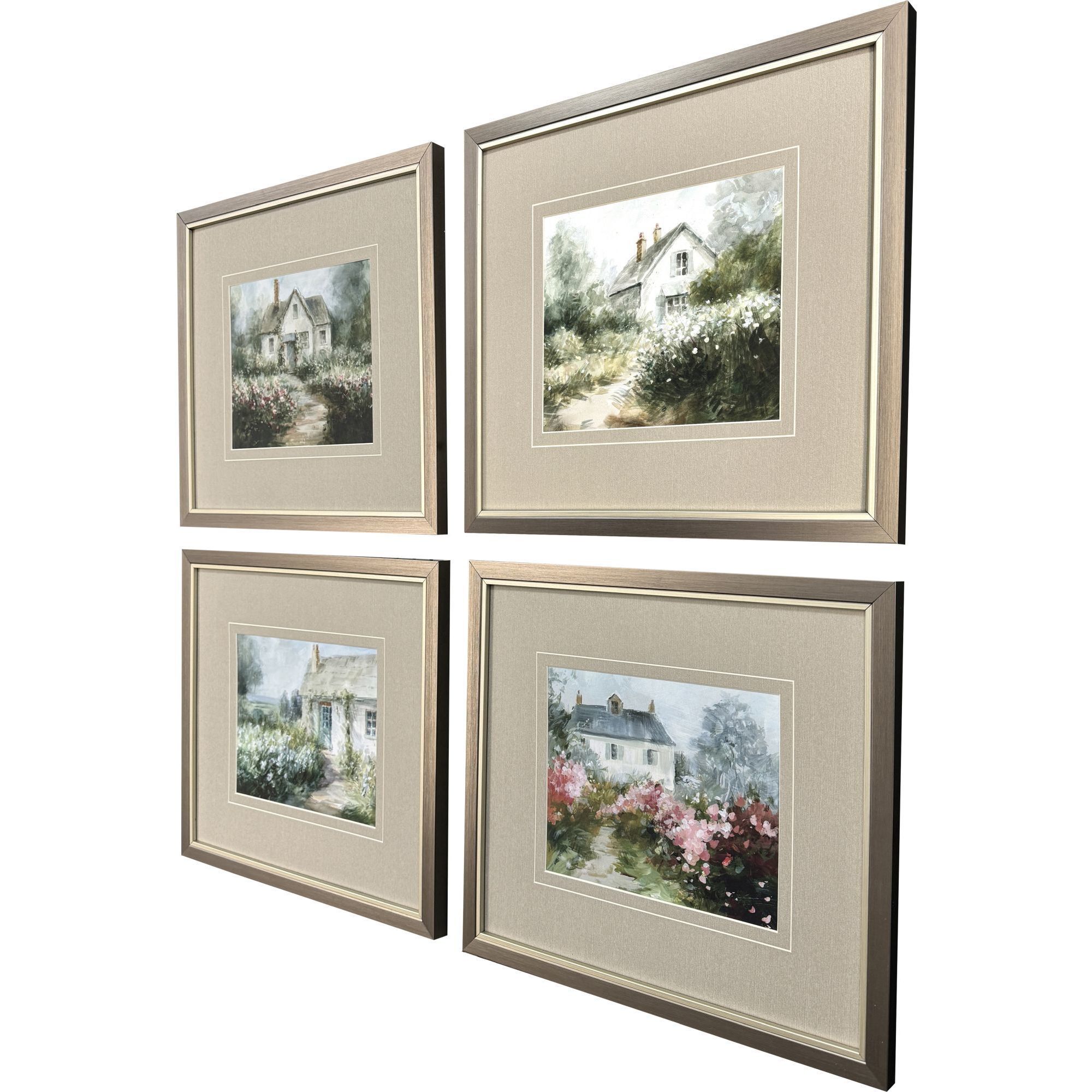 Cottage Garden Green and Pink and White and Multi Framed Art, Propac