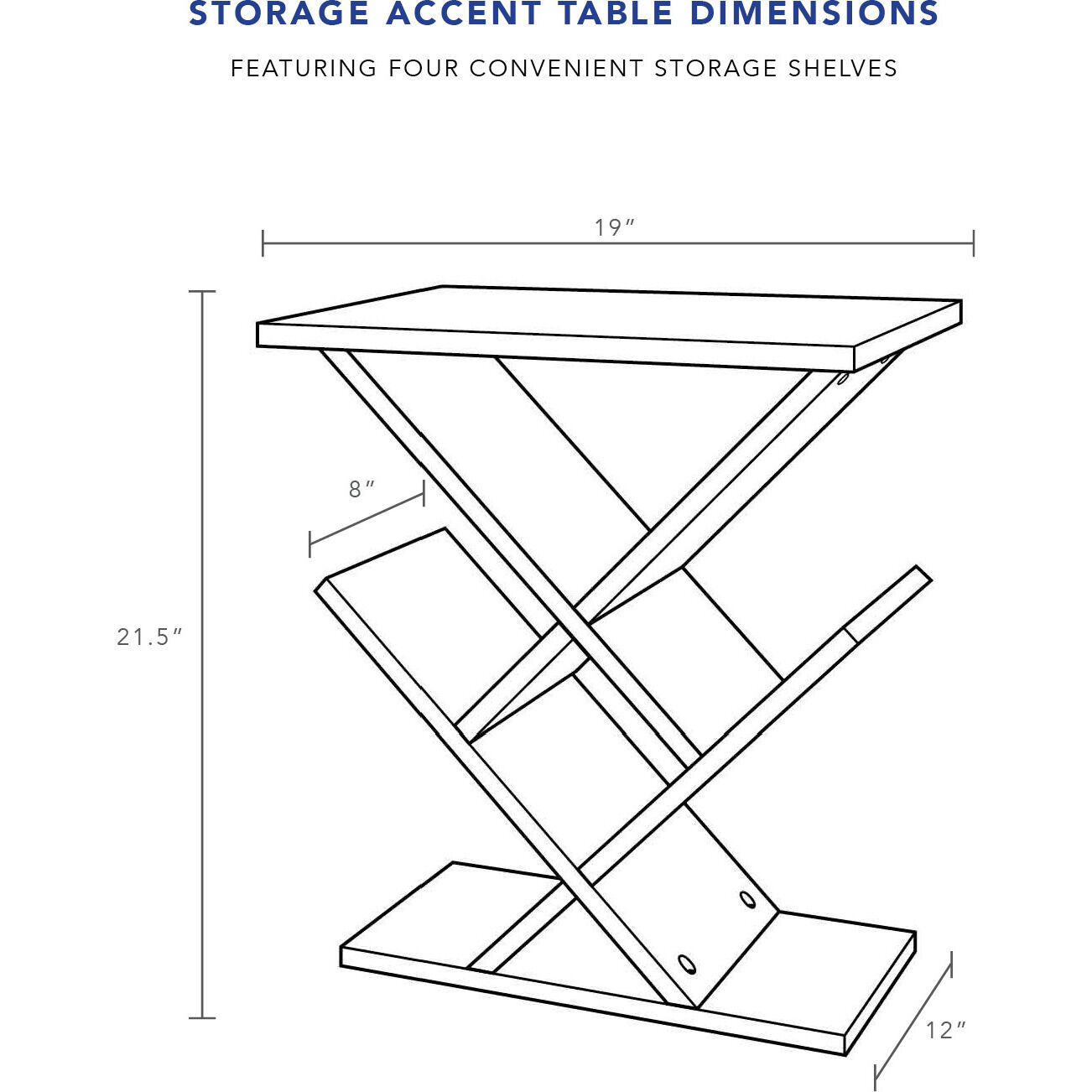 Zig Zag 12 inch Black Accent Table