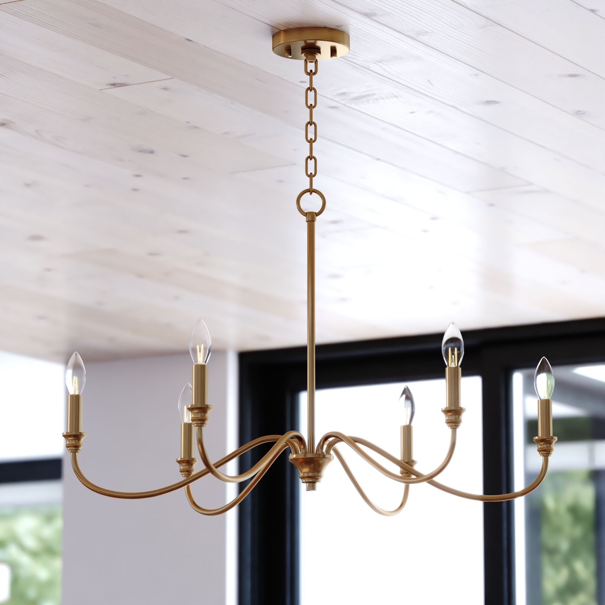 Annabelle 6 Light 30 inch Muted Brass Chandelier Ceiling Light