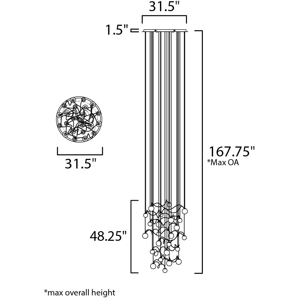 Bobble LED 31.5 inch Polished Chrome Multi-Light Pendant Ceiling Light