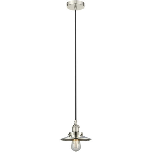 Railroad 1 Light 8 inch Polished Nickel Mini Pendant Ceiling Light