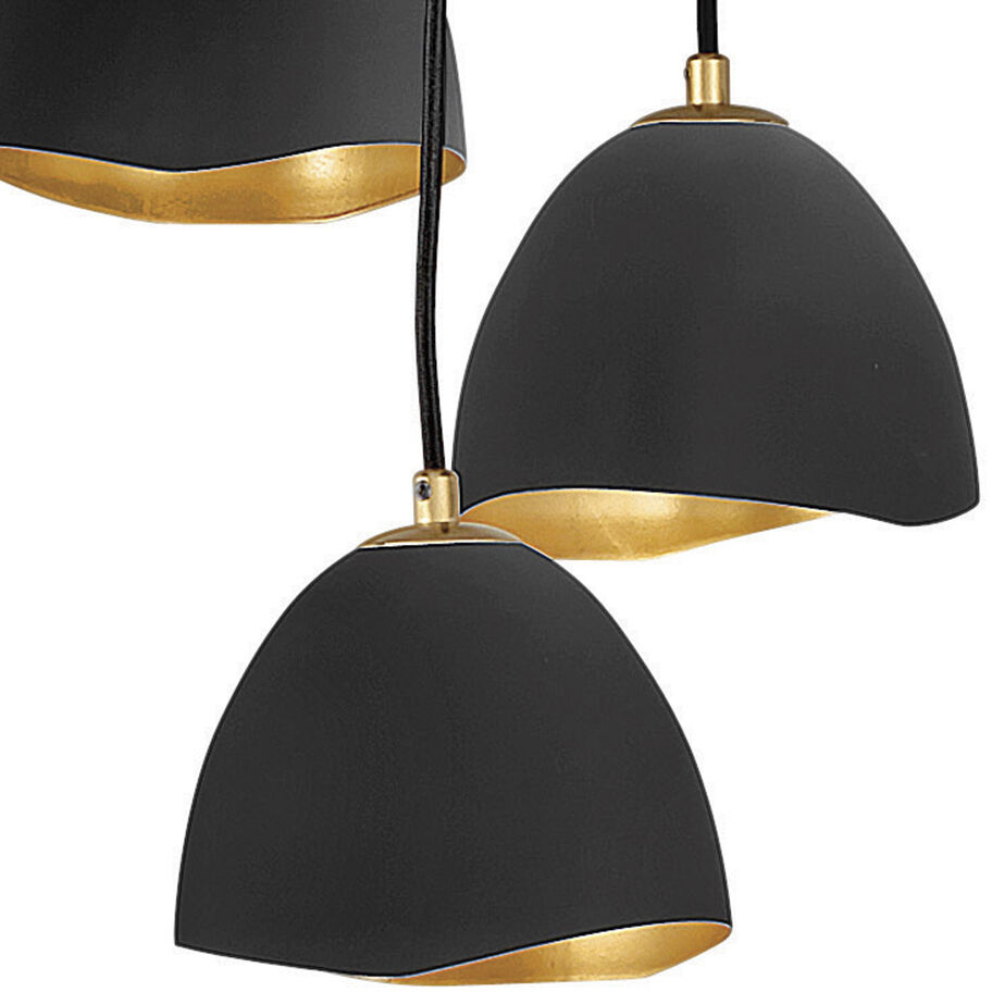 Lisa McDennon Nula 14 Light 48.5 inch Shell Black with Gold Leaf Indoor Linear Chandelier Ceiling Light
