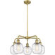 Belfast 5 Light 24 inch Brushed Brass Chandelier Ceiling Light in Deco Swirl