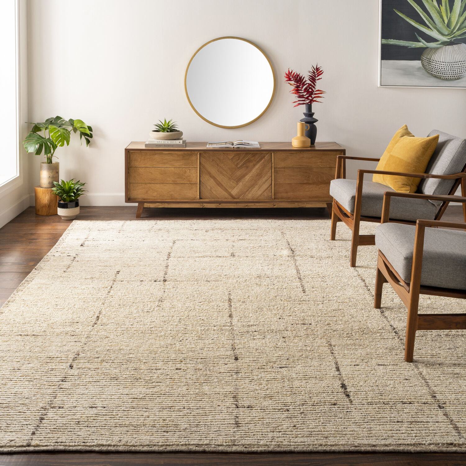 Khyber 96 X 30 inch Wheat/Beige/Dark Brown Rug