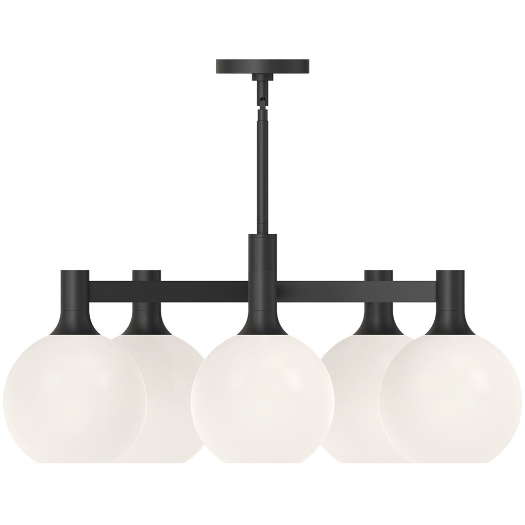 Alora Mood Castilla 5 Light 29.5 inch Matte Black/Opal Matte Glass Chandelier Ceiling Light in Matte Opal Glass
