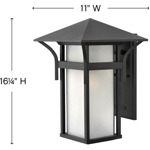 Estate Series Harbor LED 16 inch Satin Black Outdoor Wall Mount Lantern, Large