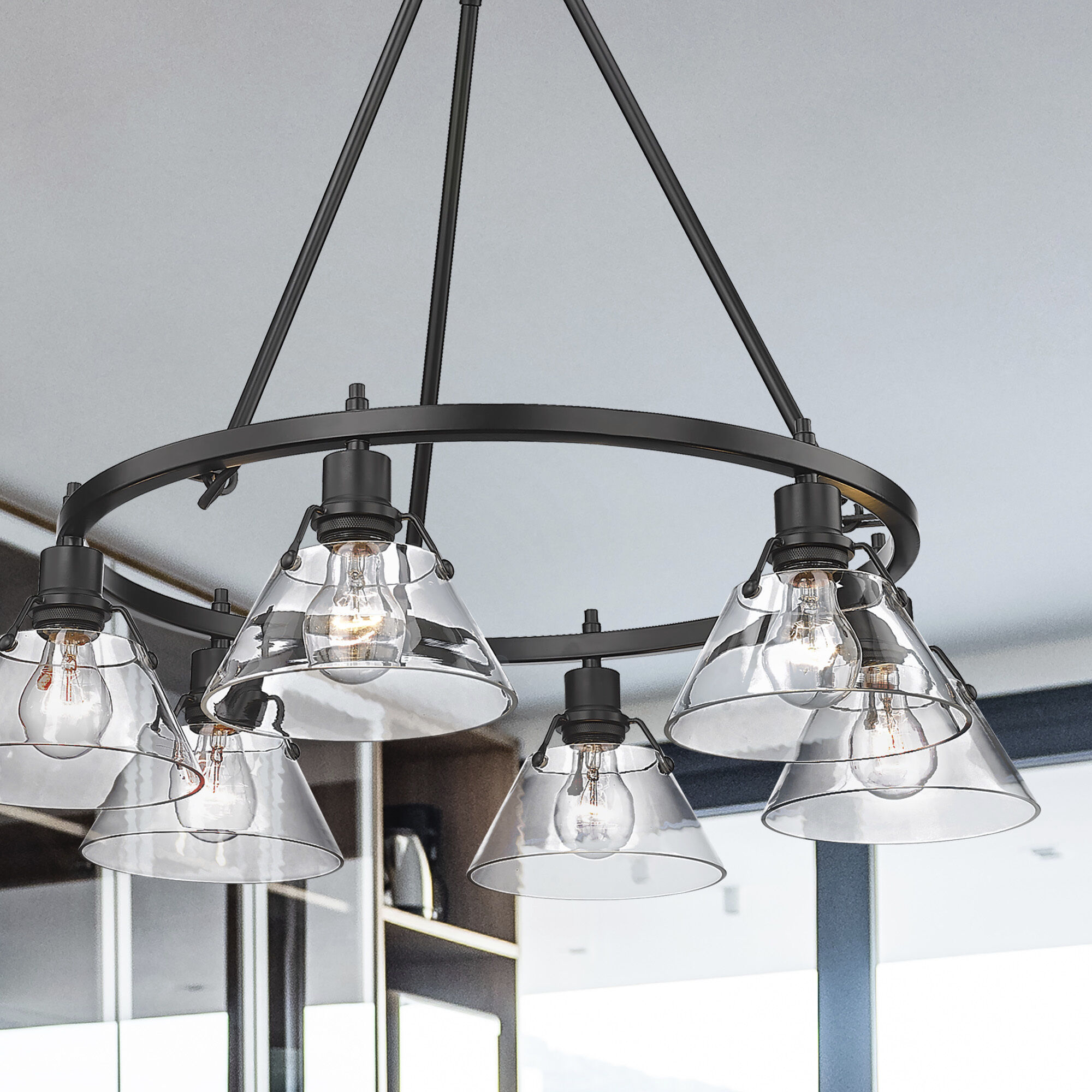 Yep Orwell 6 Light 29 inch Matte Black Chandelier Ceiling Light in Clear Glass