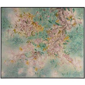 Teng Fei's Fog-Touched Petals 60 X 51 inch Oils And Original Art