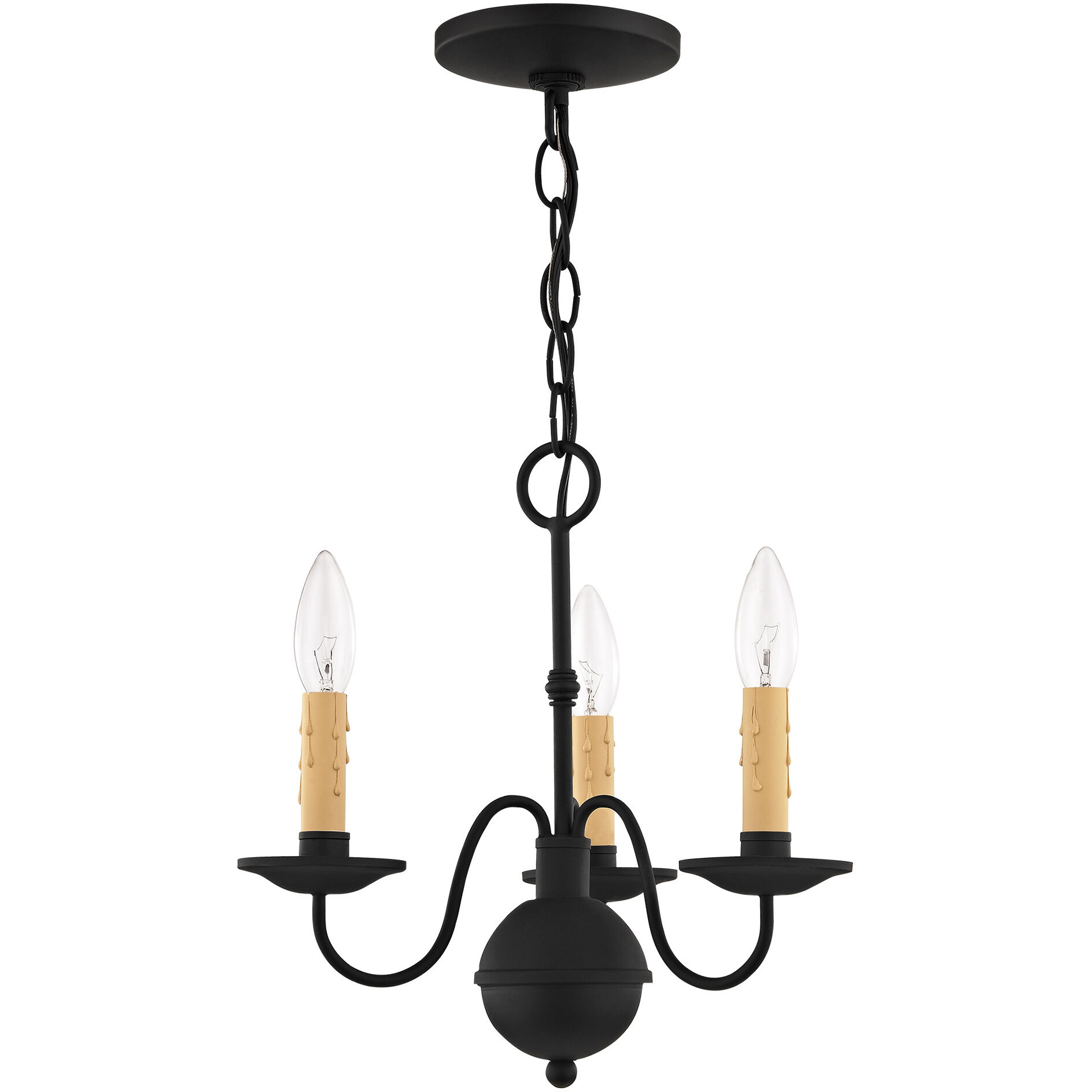 Heritage 3 Light 14 inch Black Mini Chandelier Ceiling Light