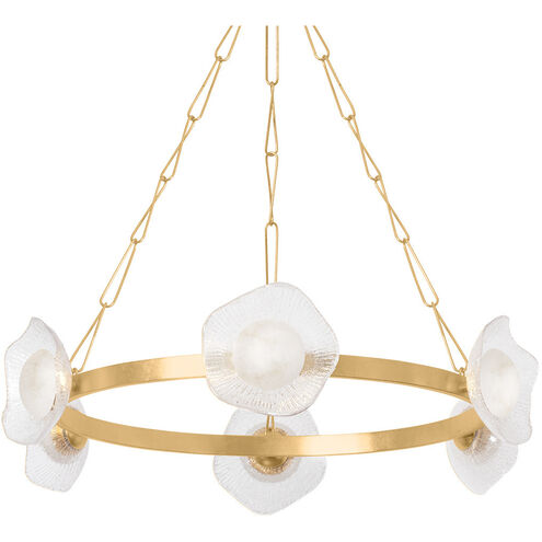 Almandine LED 41.25 inch Vintage Gold Leaf Chandelier Ceiling Light
