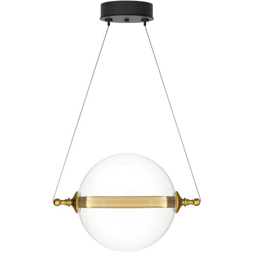 Otto LED 16.1 inch Black with Brass Accents Mini Pendant Ceiling Light, Sphere